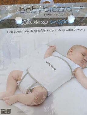 Safe Sleep Swaddle - White with Gray Trim